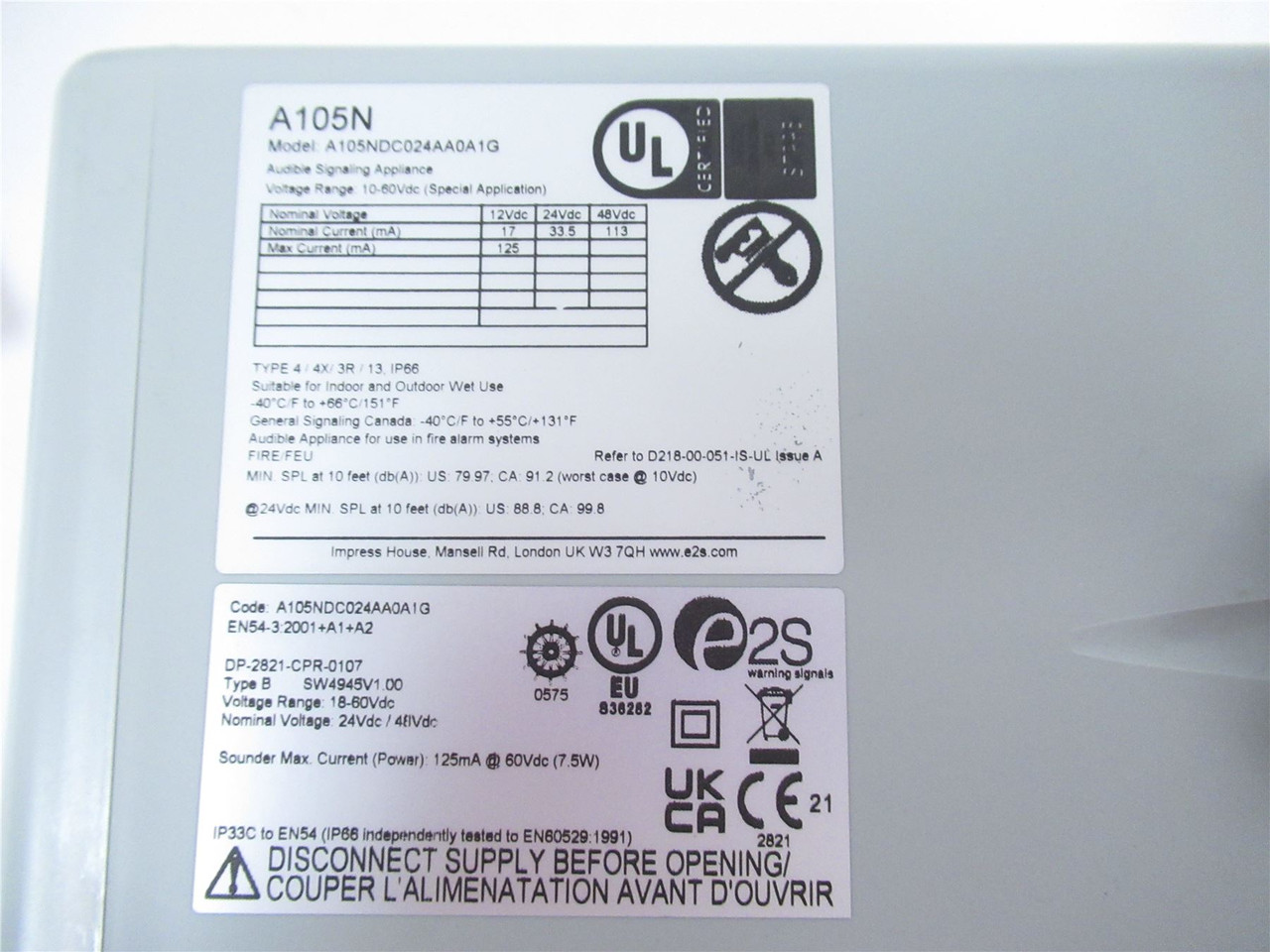 E2S A105N; Alarm Warning Signal 10-60Vdc A105NDC024AA0A1G