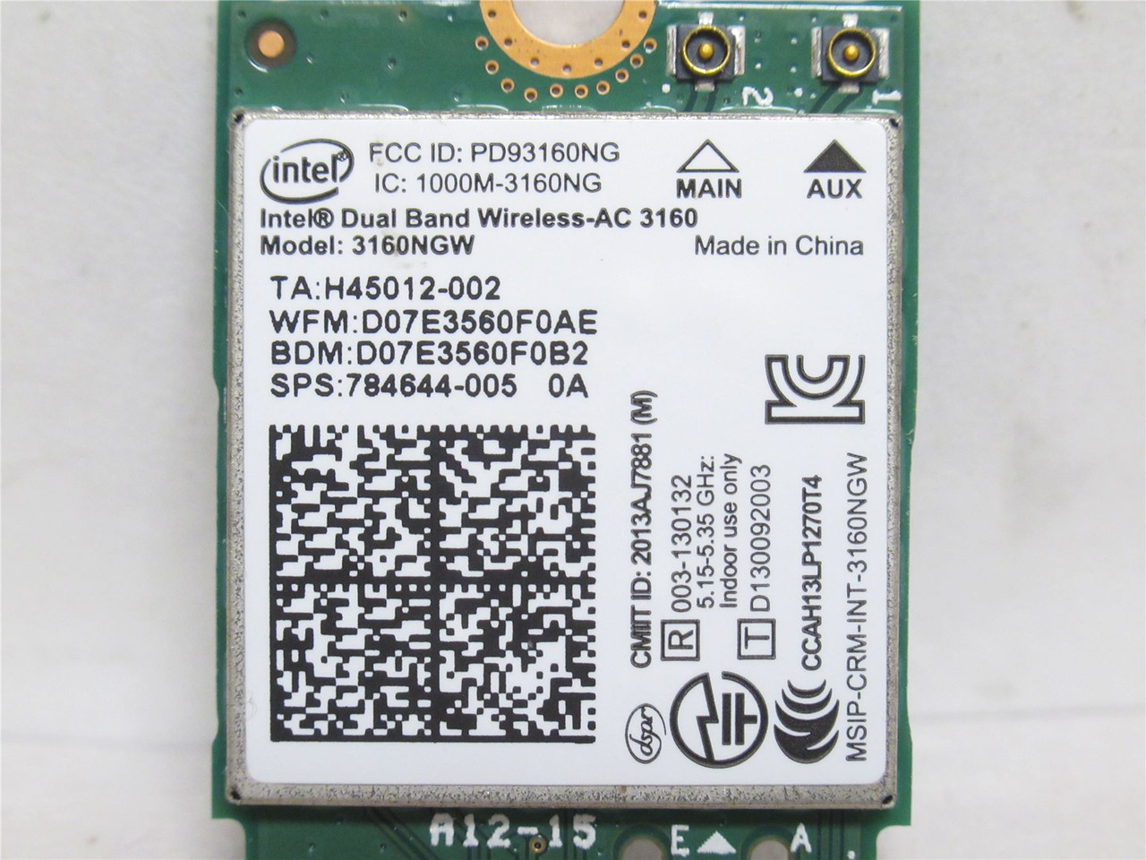 Intel 784644-005 ; Intel Dual Band Wireless-AC 3160 Chip