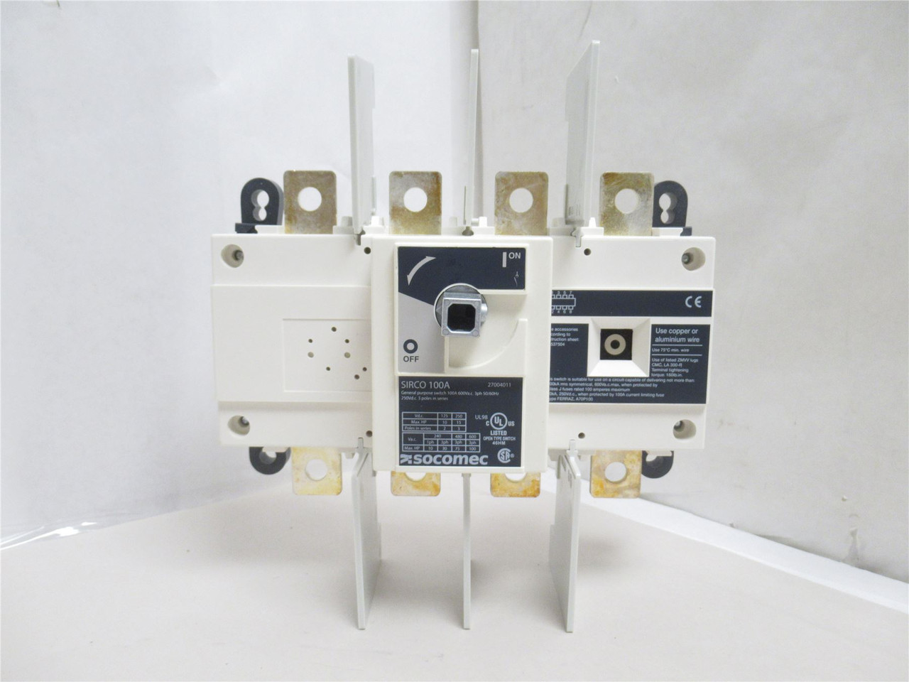 Socomec 2700-4011; AC Load Break Switch; 100A; 600V; 4-Pole