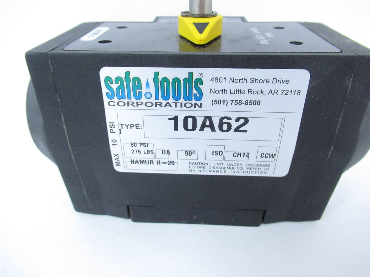 Safe Foods Corp 10A62; Pneumatic Actuator