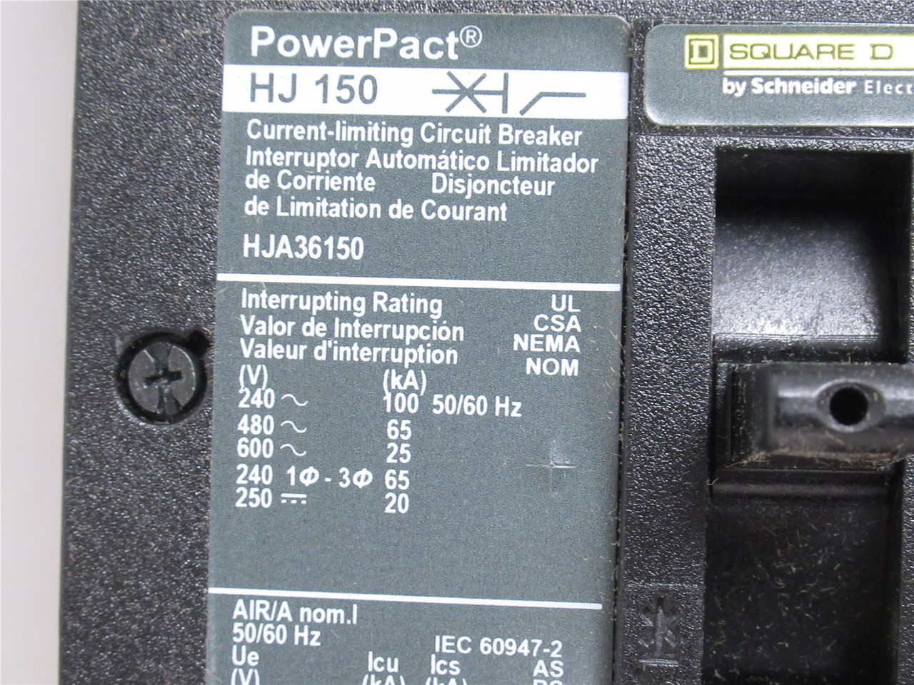 Square D HJA36150; I-Line Circuit Breaker; 150A; 3P; 600VAC