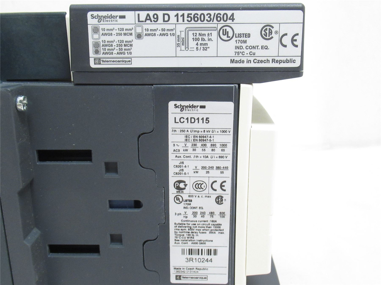 Schneider LC1D115F7; Contactor 115A 480VAC Coil: 110VAC