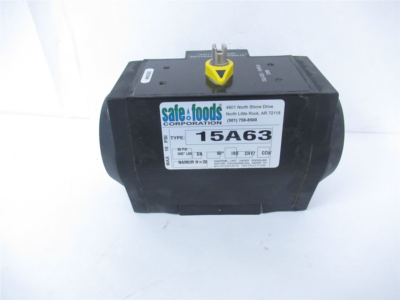 Safe Foods Corp 15A63; Valve Actuator 1.5" 80PSI  500LBS