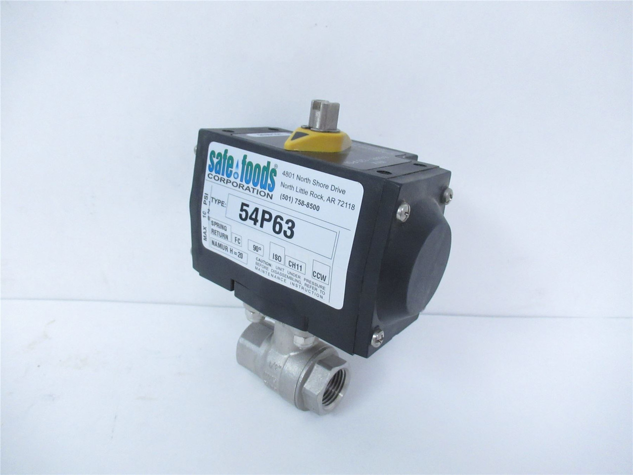 Safe Foods Corp 1514835; Actuated Valve 316SS 1/2"NPT 54P63