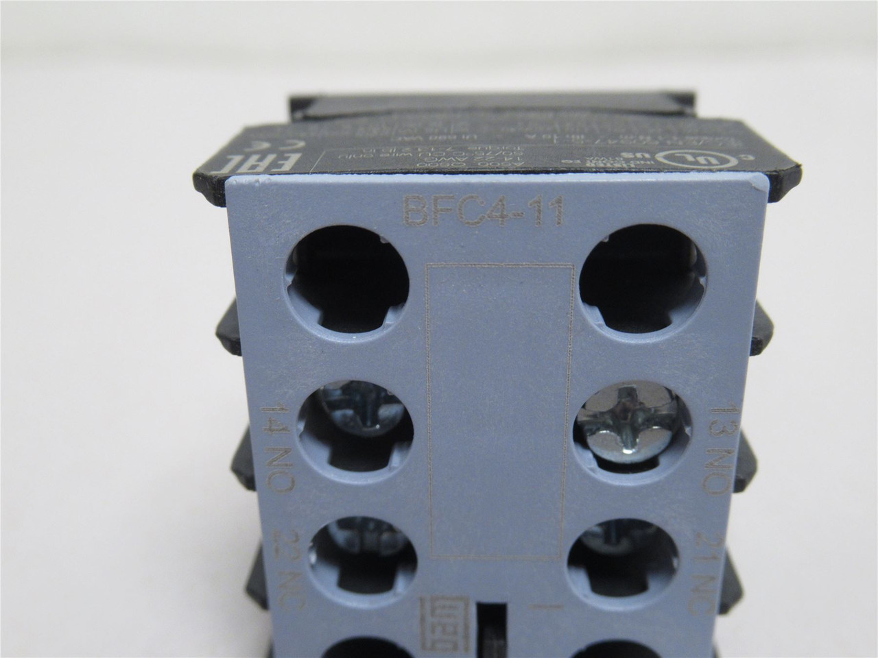 WEG BFC4-11; Aux Contact Block; 1-NO; 1-NC; 6A; 120VAC