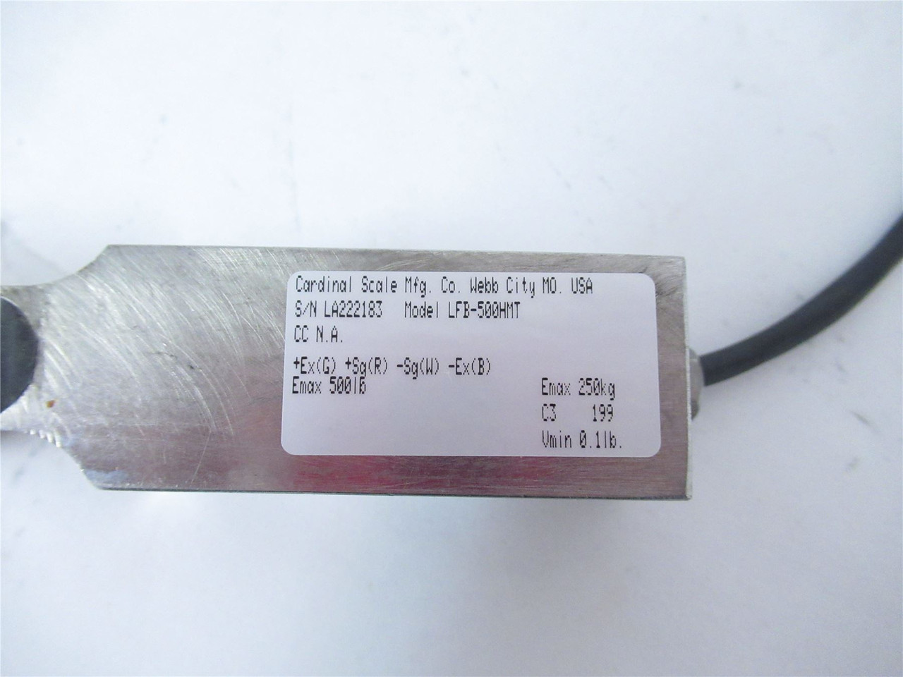 Cardinal Scale LFB-500HMT; Load Cell 500LB SS 2mV/Voutput