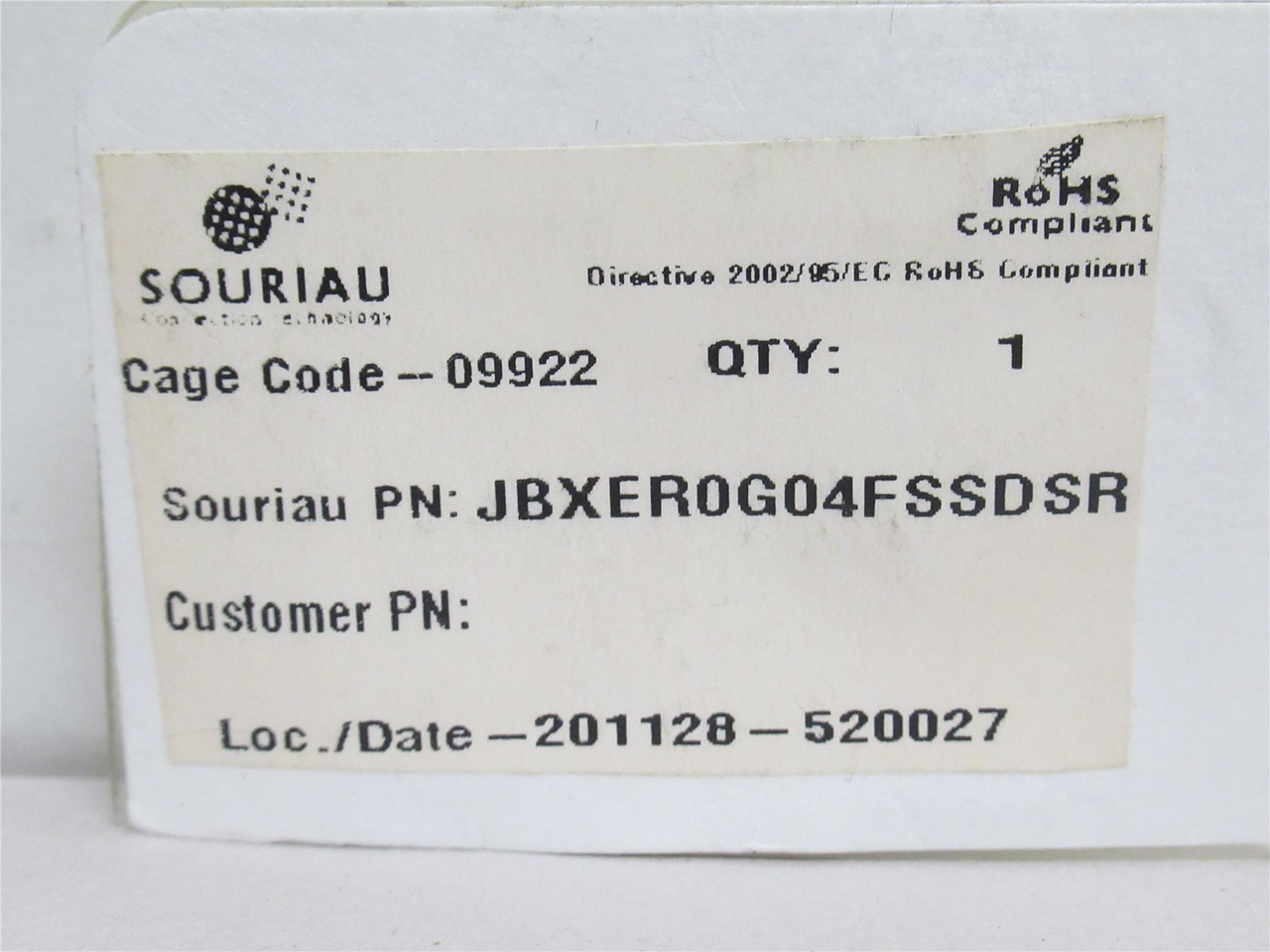 SOURIAU JBXER0G04FSSDSR; Circular Connector Receptacle; 4-Pos