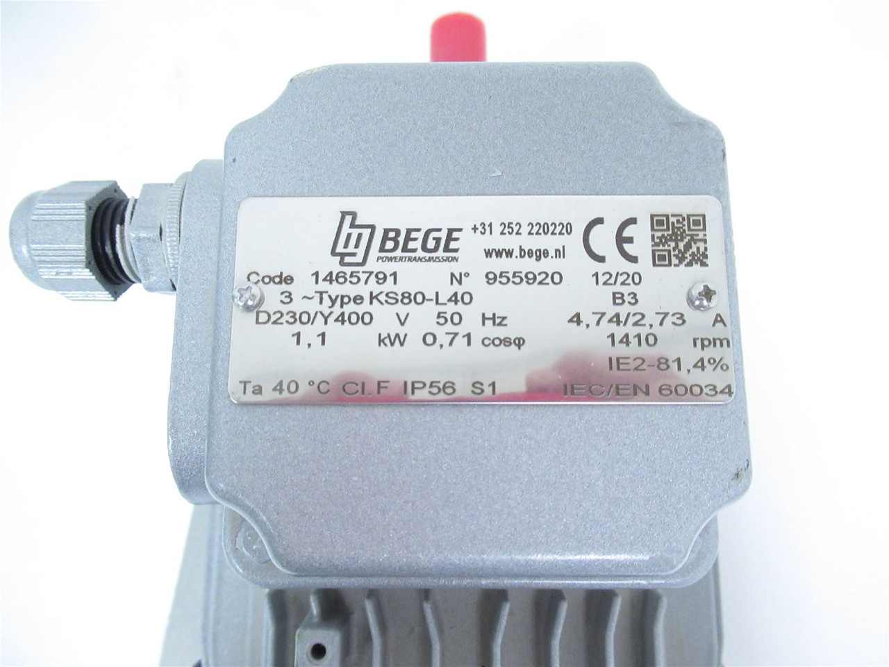 Bege KS80-L40; Motor 1.5HP D230/Y400V 50Hz 1410RPM