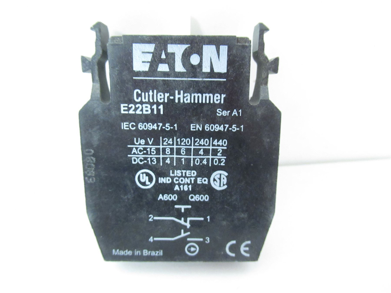 Eaton E22B11; Switch Contact Block 22.5mm 1 NO/1NC