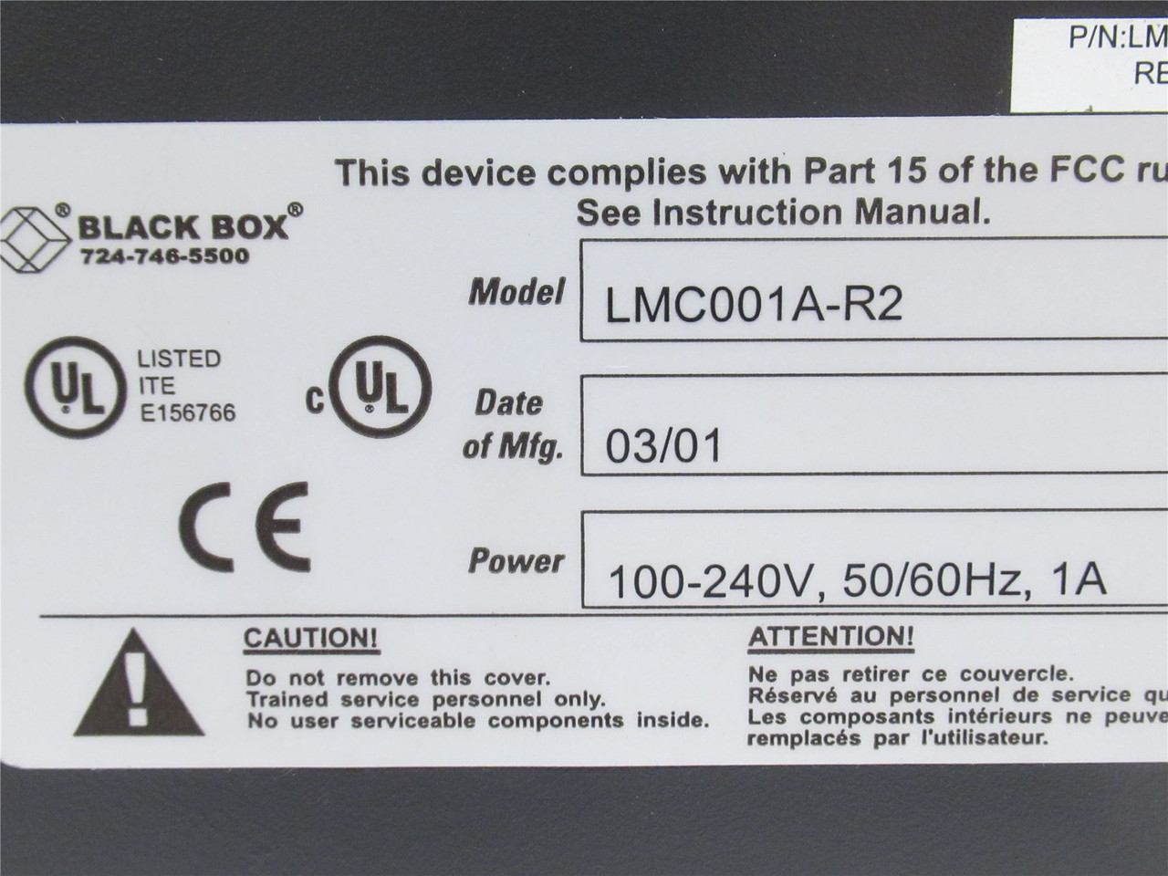 Black Box LMC001A-R2; Communications Convertor; 100-240VAC