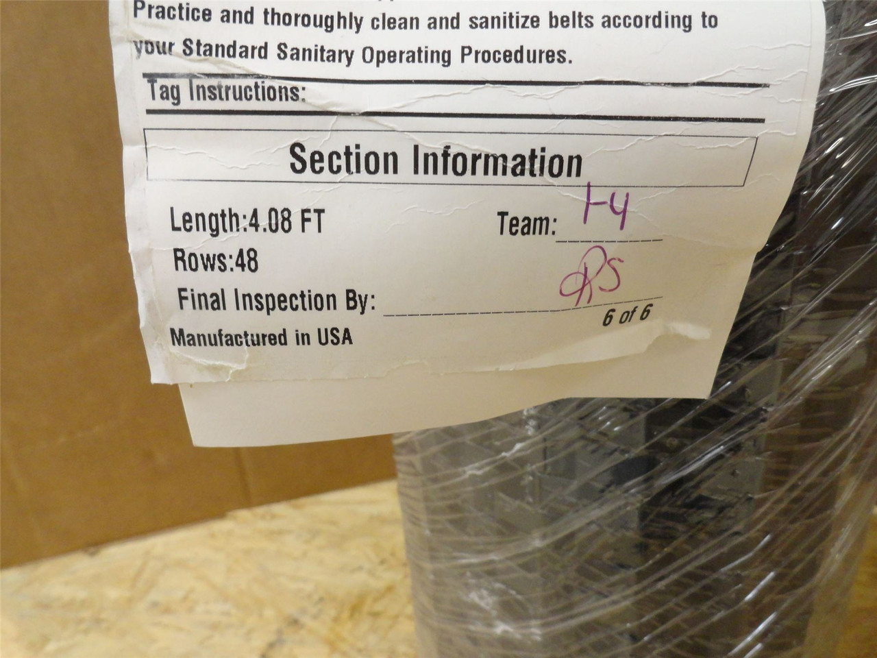 Intralox S1400-20-4; Flat Top Conveyor Belt 19.9" W x 4.08'