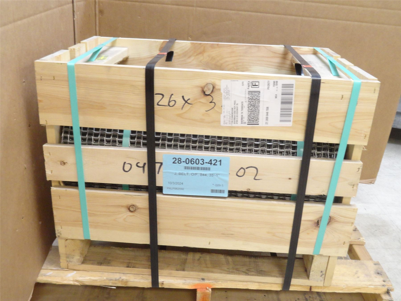 JBT 28-0603-421; Belt; O/F8; 44; SS; 26" Width x 35' Length