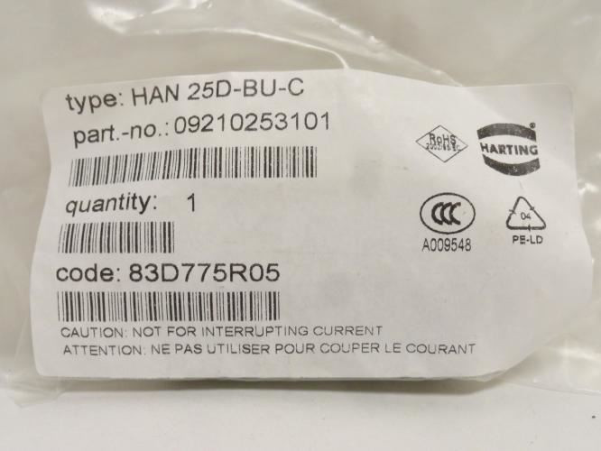 Harting 9210253101; Heavy Duty Connector; 25 Contact; 3 Row