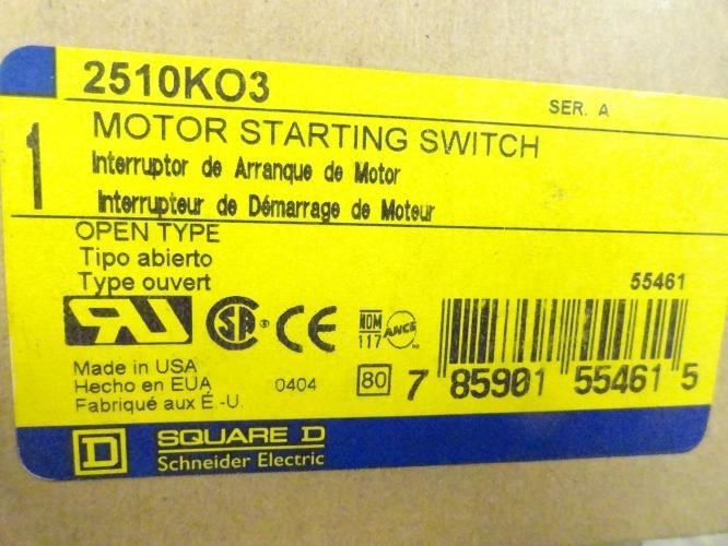 Square D 2510K03; Motor Starting Switch