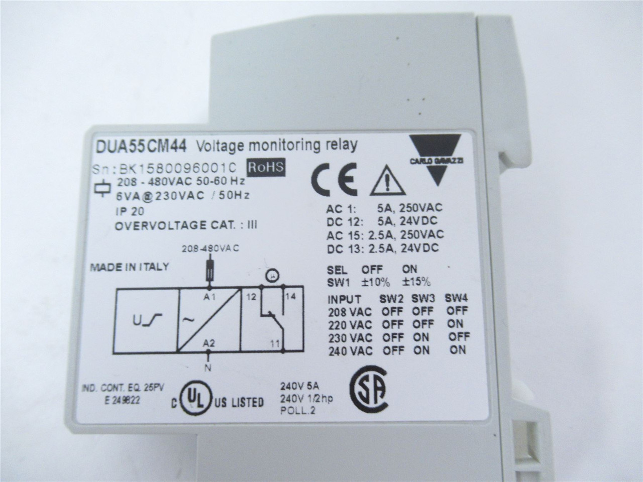 Carlo Gavazzi DUA55CM44; Relay Voltage Monitoring 6VA@230VAC