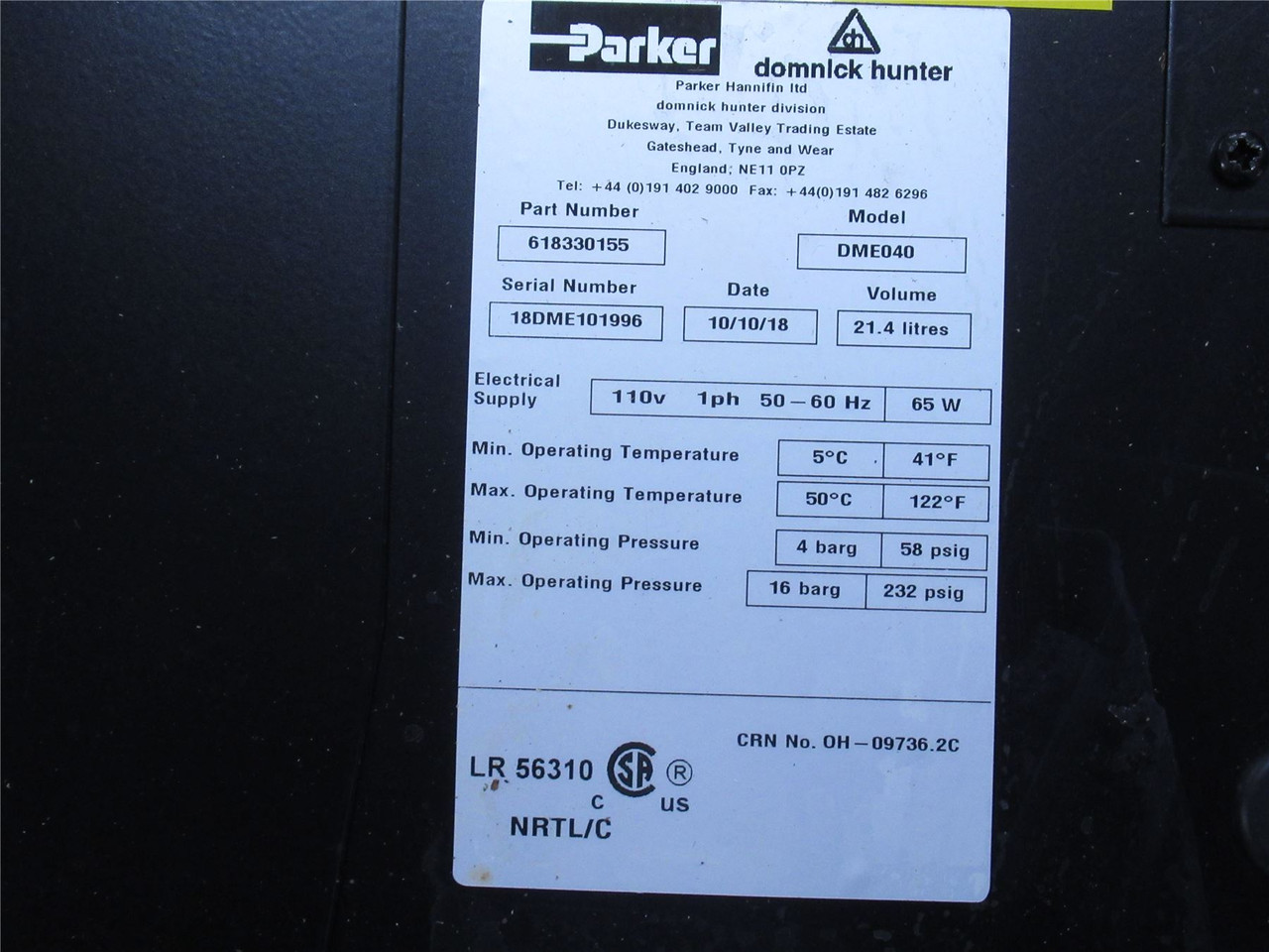 Parker DME040; Pneudri Compressed Air Dryer 3/4"Pipe 278200982