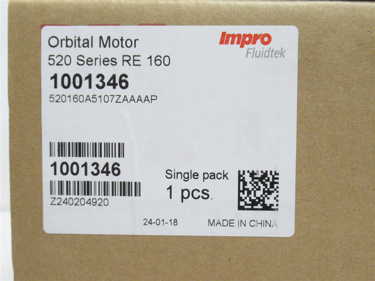 Fluidtek 1001346; Impro Hydraulic Motor 520-160-A51-07-ZAAAAP