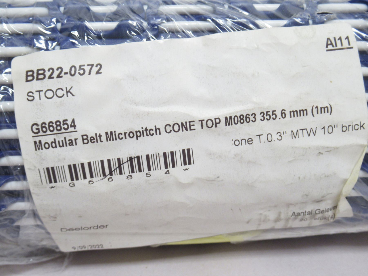 Deelorder G66854; Conveyor Belt; 14" Wide x 1m Long