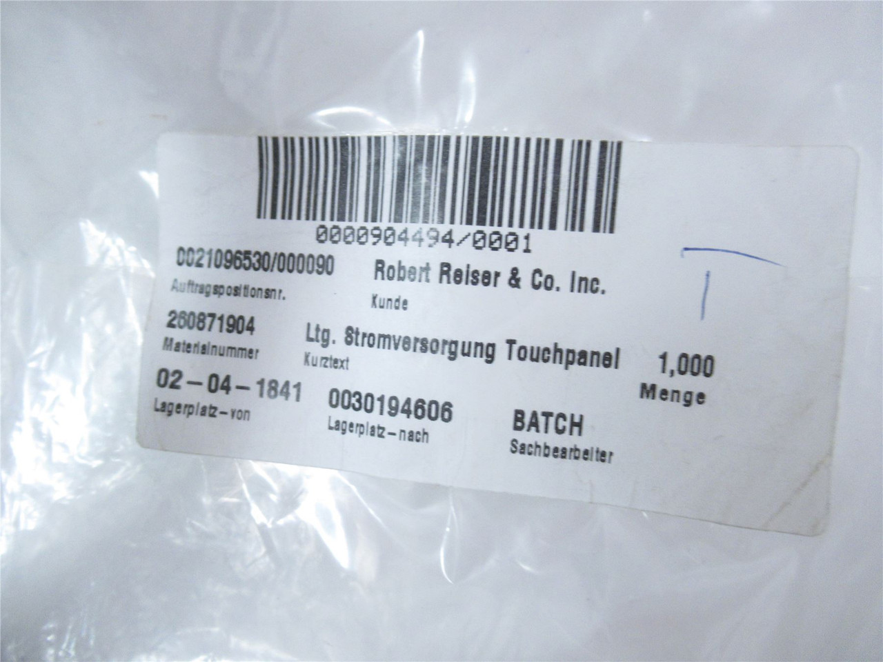 Robert Reiser 260871904; CBL;PWR SPLY;TOUCHPANEL