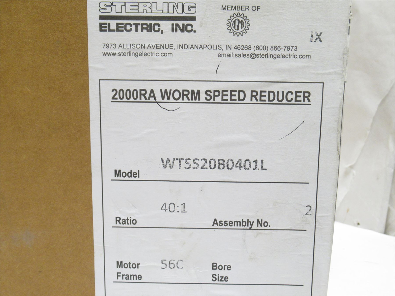 Sterling WTSS20B0401L; WeighTec Gear Reducer; SS; 40:1 Ratio