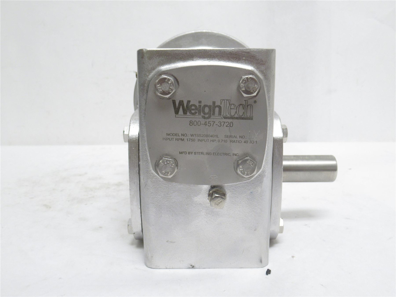 Sterling WTSS20B0401L; WeighTec Gear Reducer; SS; 40:1 Ratio