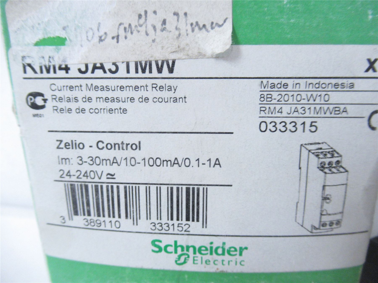 Schneider RM4JA31MW; Relay Current Msmnt 50/60HZ 24-240VAC/DC
