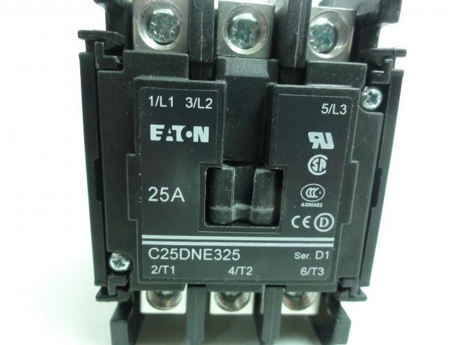 Eaton C25DNE325A-GL; Contactor 25A; 600V; 3P; Coil: 120VAC