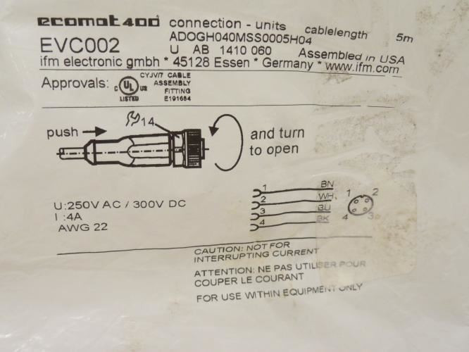 ifm EVC002; Straight Female Cordset; 5-Pin; 250VAC