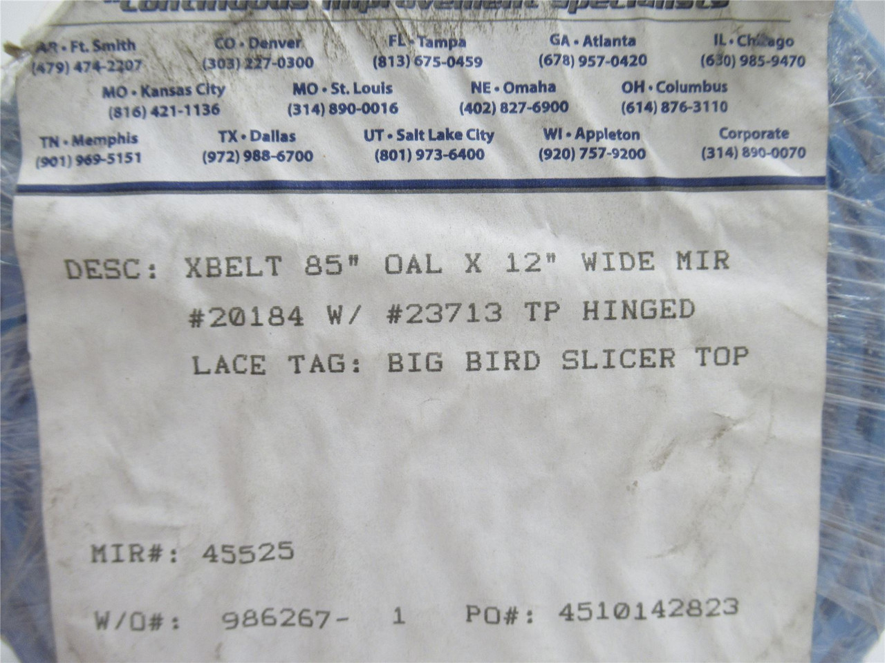 Mol Belting Systems 45525; Lot-2 Plastic Hinge Lace Top Belts