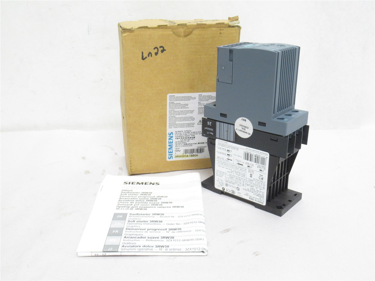 Siemens 3RW3014-1BB04; Soft Starter; 25A; 480VAC; Coil: 24VAC
