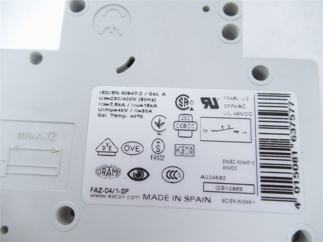 Festo FAZ-C4/1-SP; Festo 167256 Mini Circuit Breaker 4AC 15KA