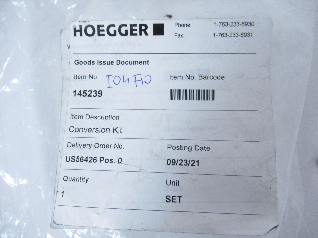 Hoegger 145239; Conversion Kit