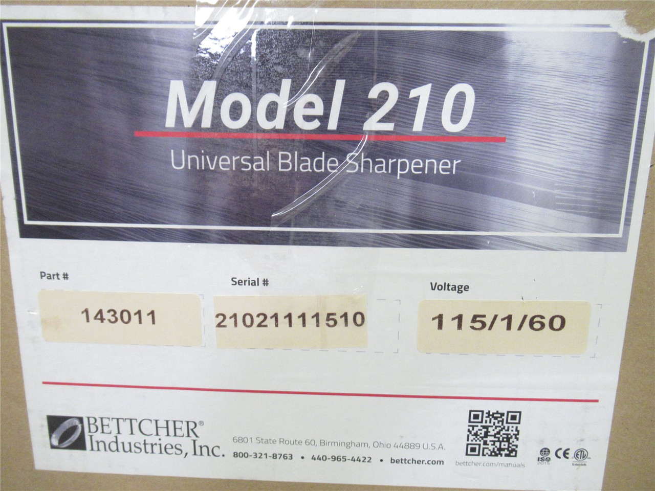 Betcher 210;  Universal Blade Sharpener 143011; 115VAC