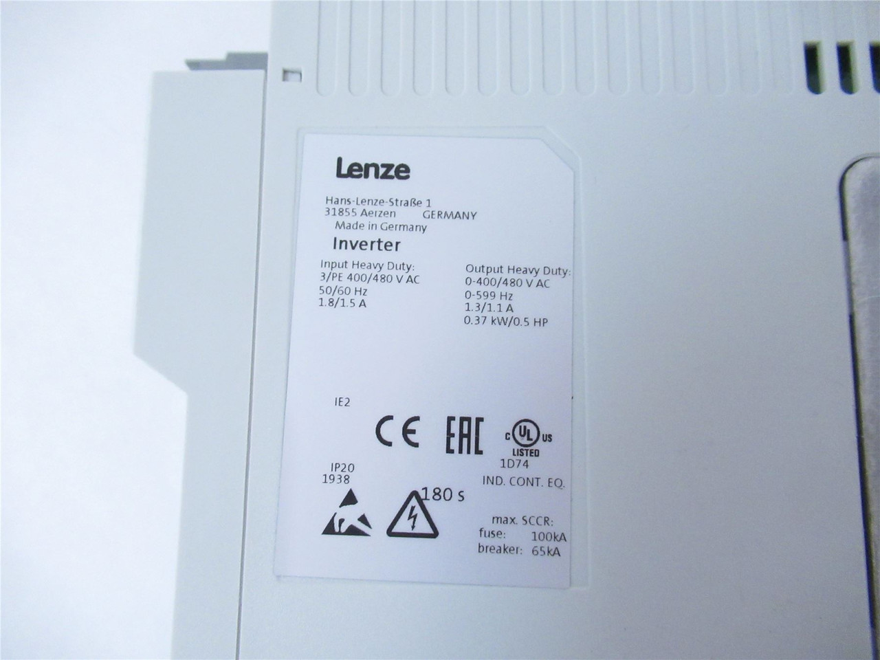 Lenz I55AE137F1AV10002S; AC Drive 1/2Hp 480VAC