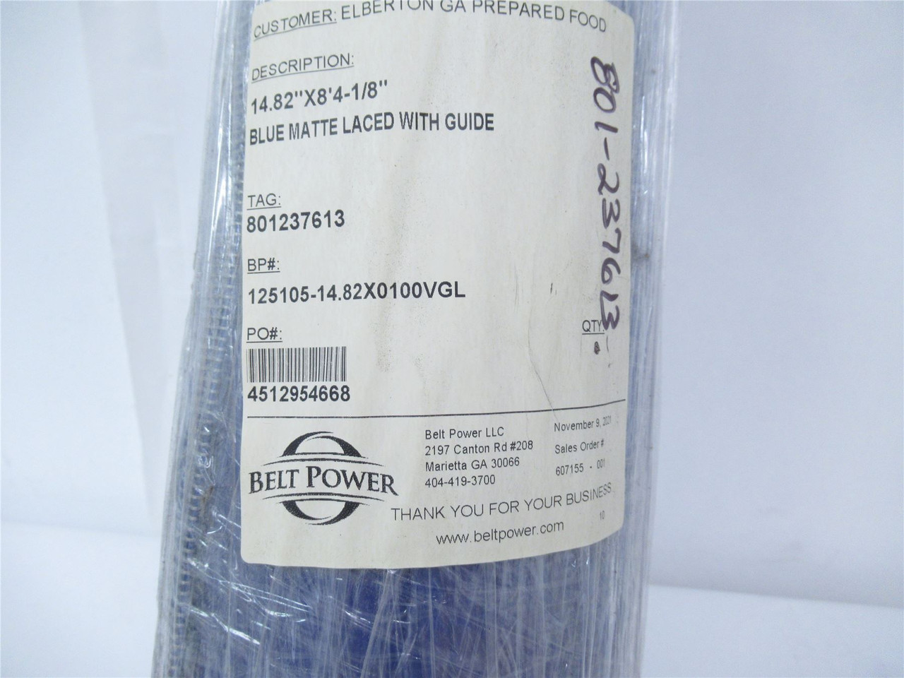 Belt Power 125105-14.82x0100VGL; Belt 14.82"x8'4-1/8" Laced