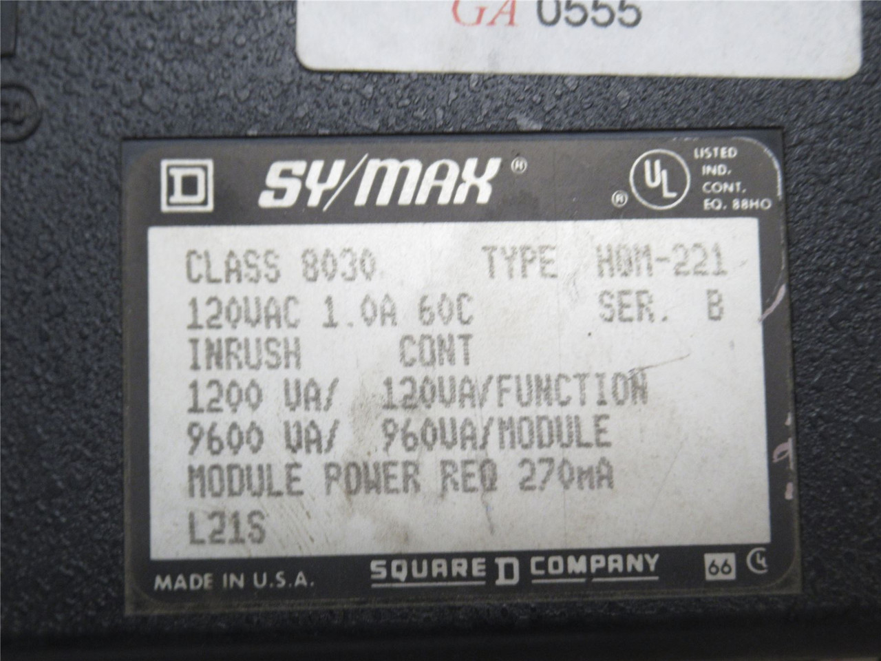 Square D 8030-HOM-221; SyMax Output Module 120VAC/DC; 8PT