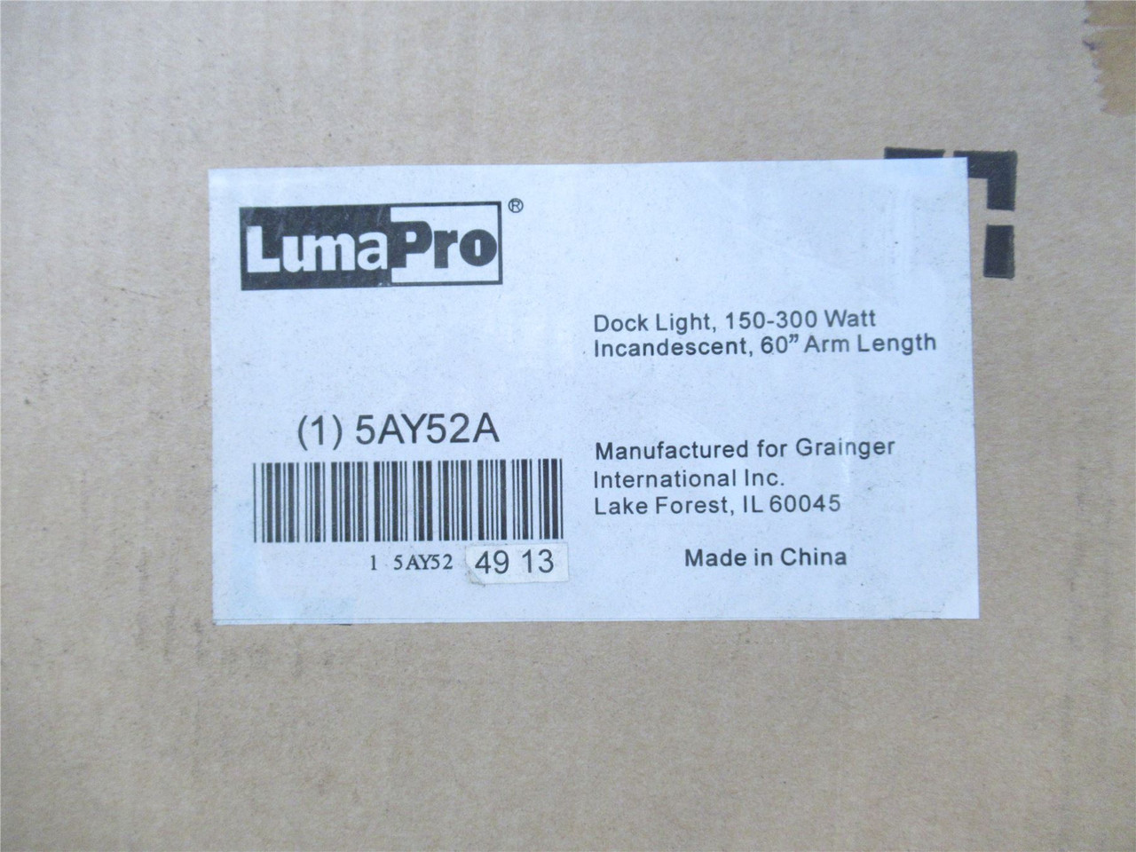 Luna Pro 5AY52A; Dock Light Incandes 150-300 Watt 60" Arm