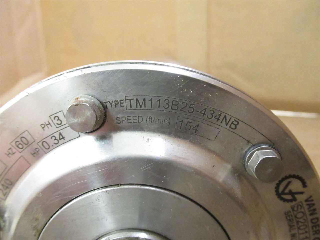 VanderGraaf TM113B25-434NB; AC  Motor 17"W 240VAC 154fpm