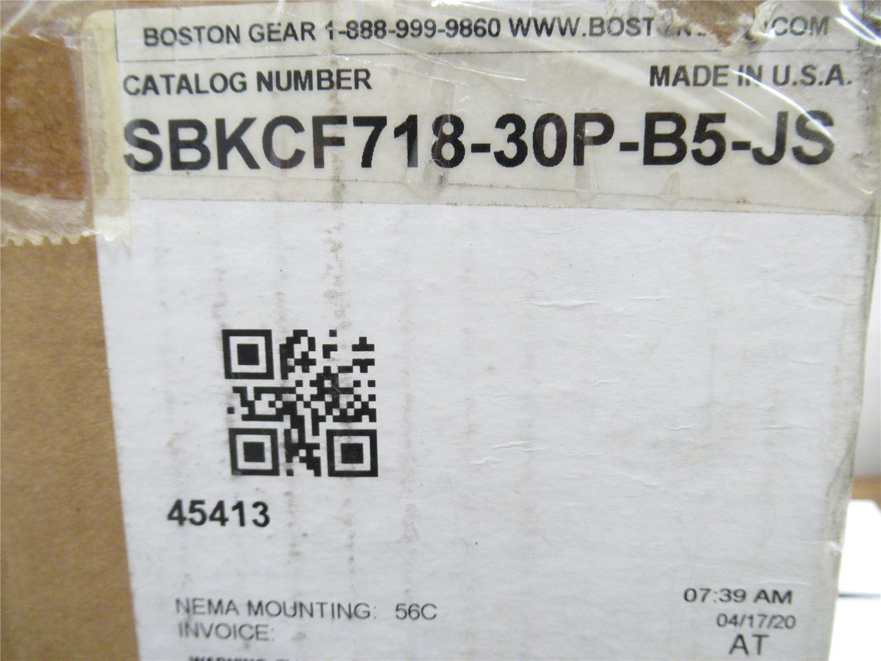 Boston Gear SBKCF718-30P-B5-JS; Gear Reducer 60:1 Ratio