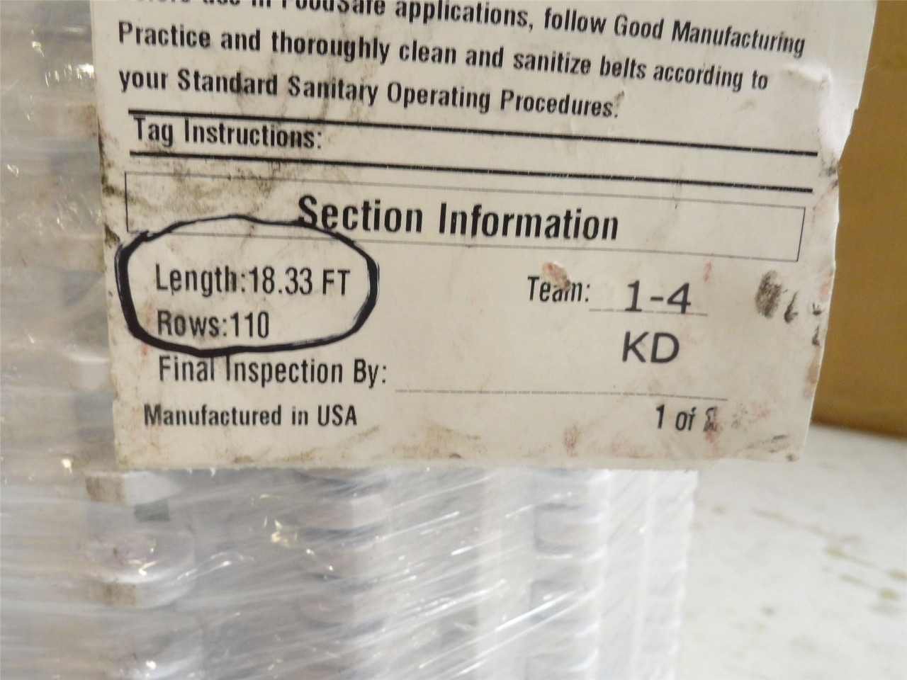 Intralox S800-18-18; Flat Top Belt; 18" Wide x 18' Long