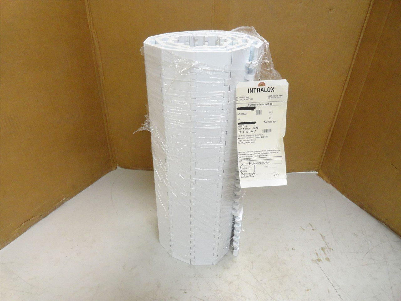 Intralox S1800-24-6.6; Flat Top Belt; 24" Width x 6.6' Long