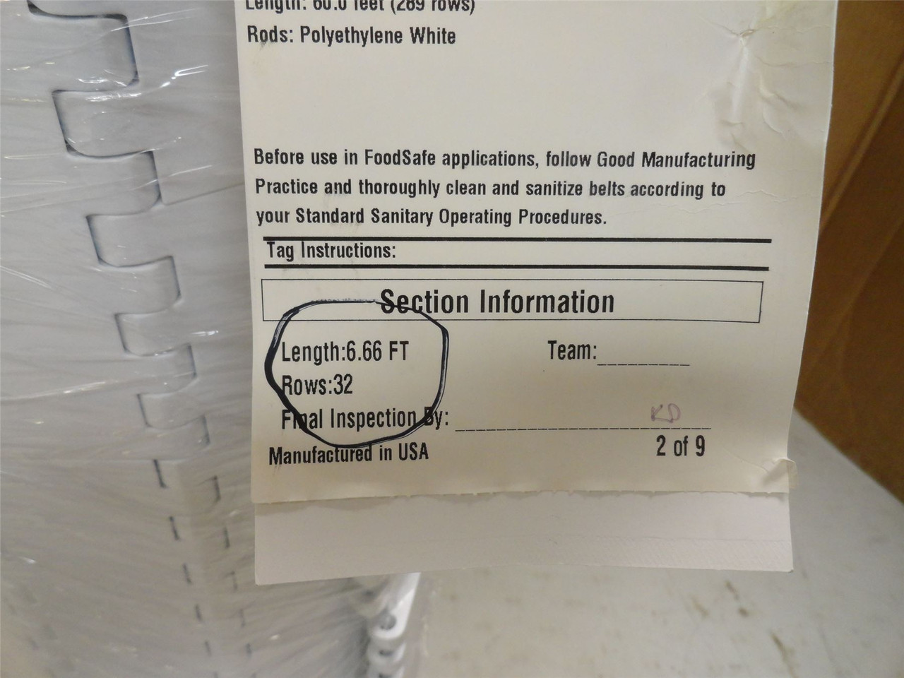 Intralox S1800-24-6.6; Flat Top Belt; 24" Width x 6.6' Long