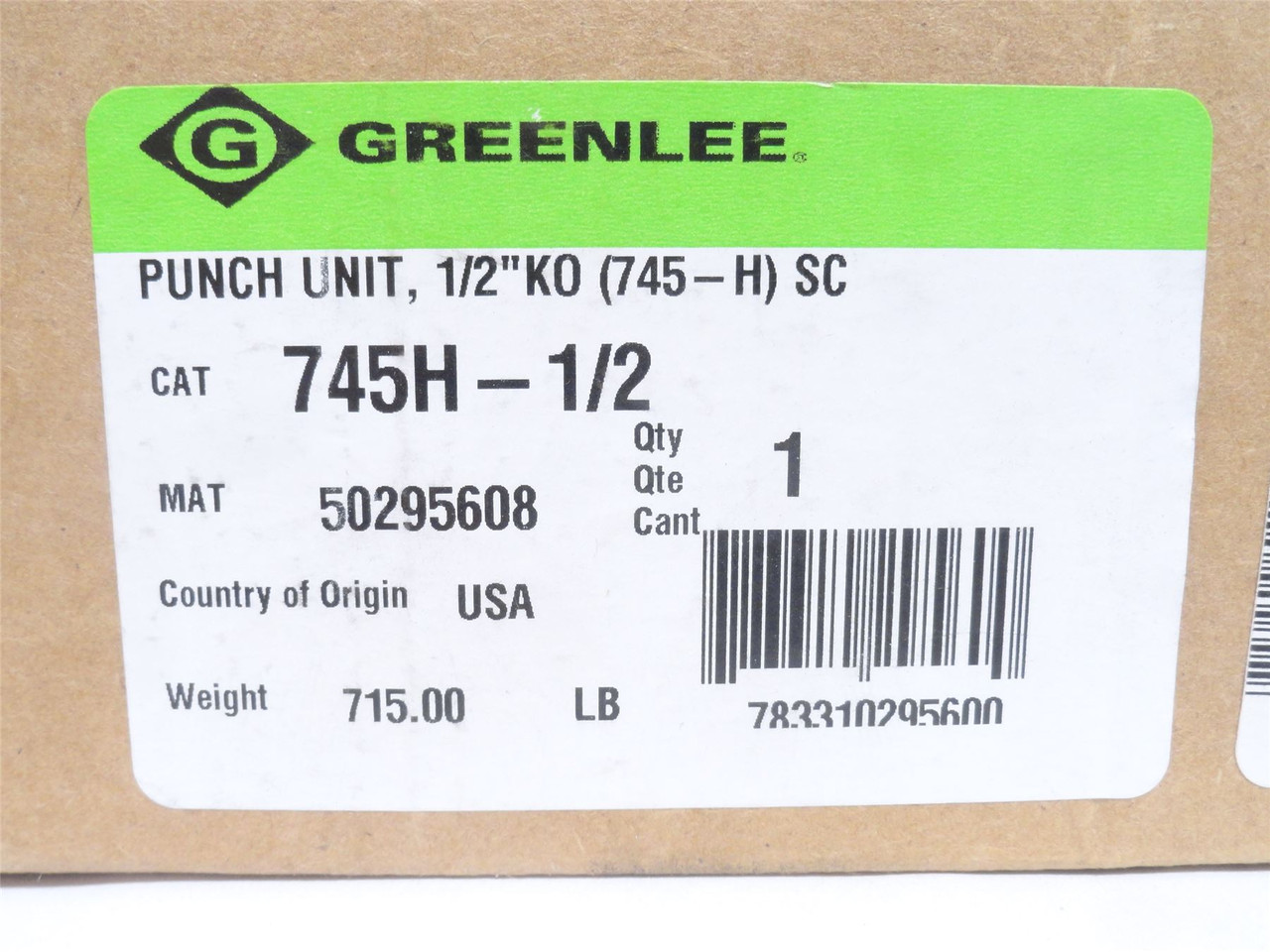 Greenlee 745H-1/2; Knockout Punch and Die Kit; 1/2"