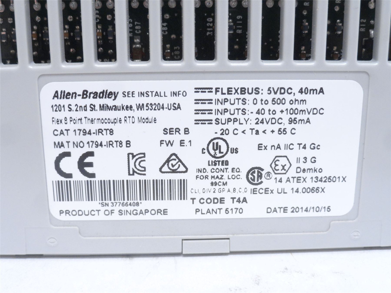 Allen-Bradley 1794-IRT8; Flex 8-Point Thernocouple RTD Module