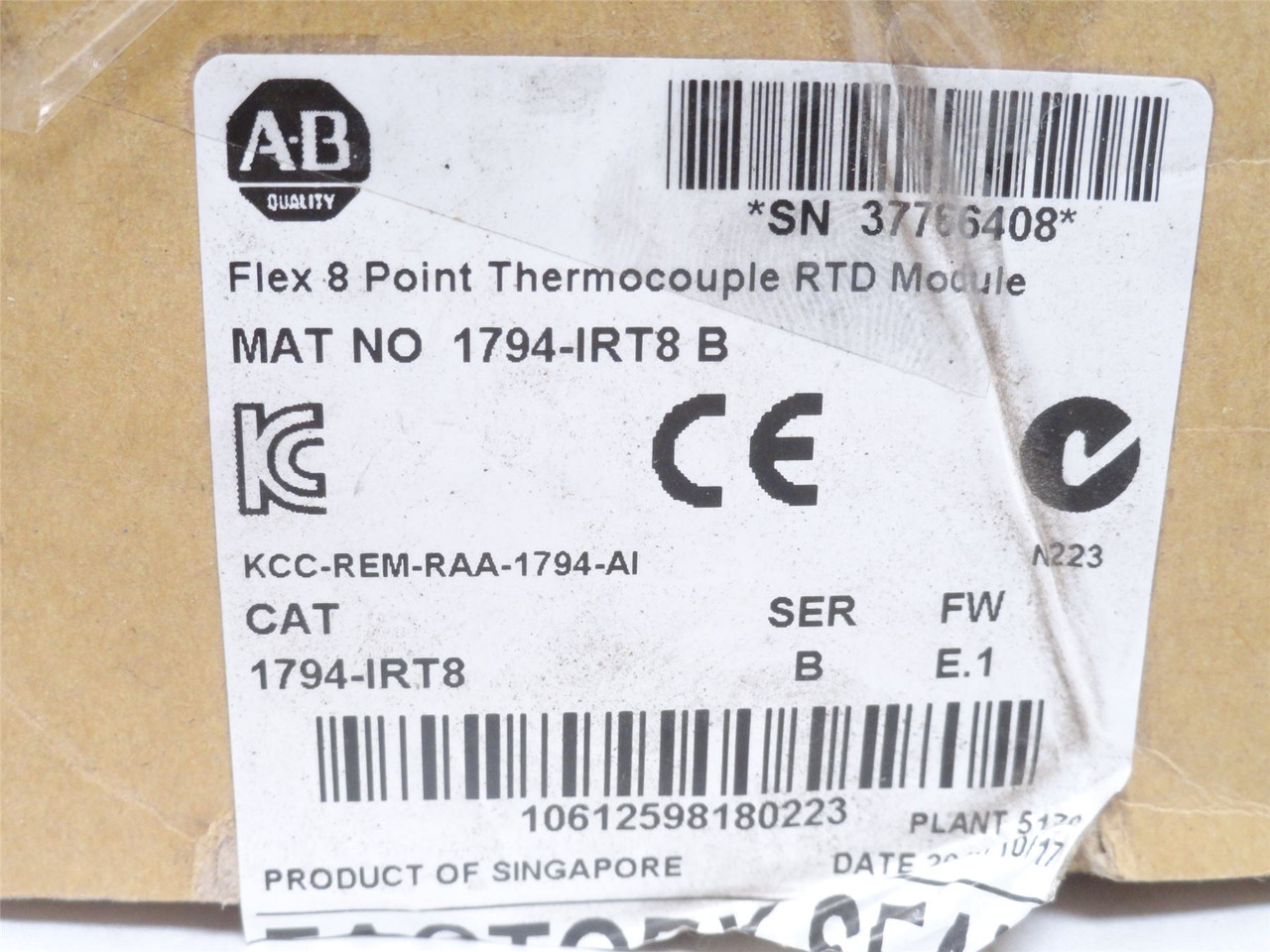 Allen-Bradley 1794-IRT8; Flex 8-Point Thernocouple RTD Module