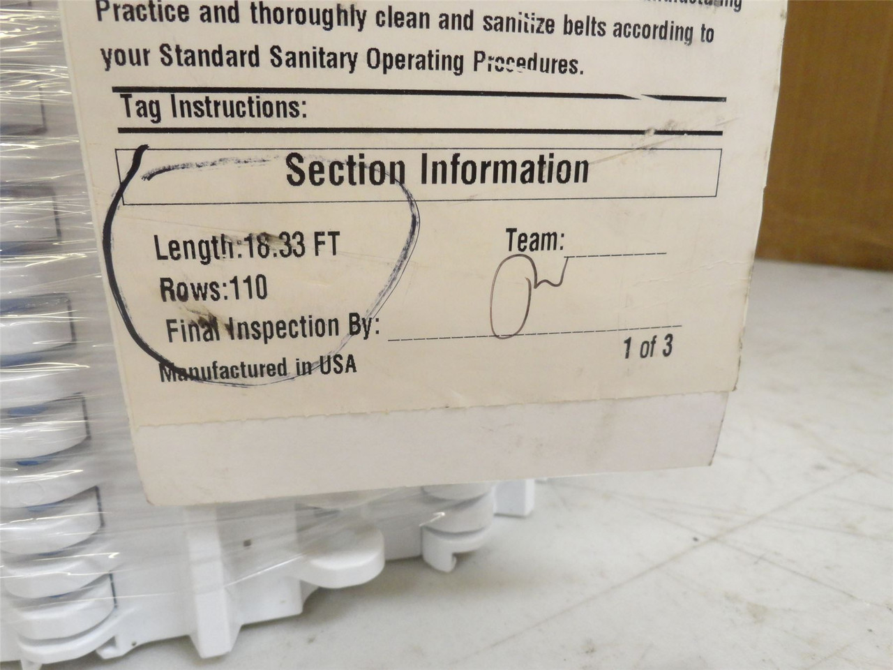 Intralox S800-12-18.33; Flat Top Belt; 12" W x 18.33' L