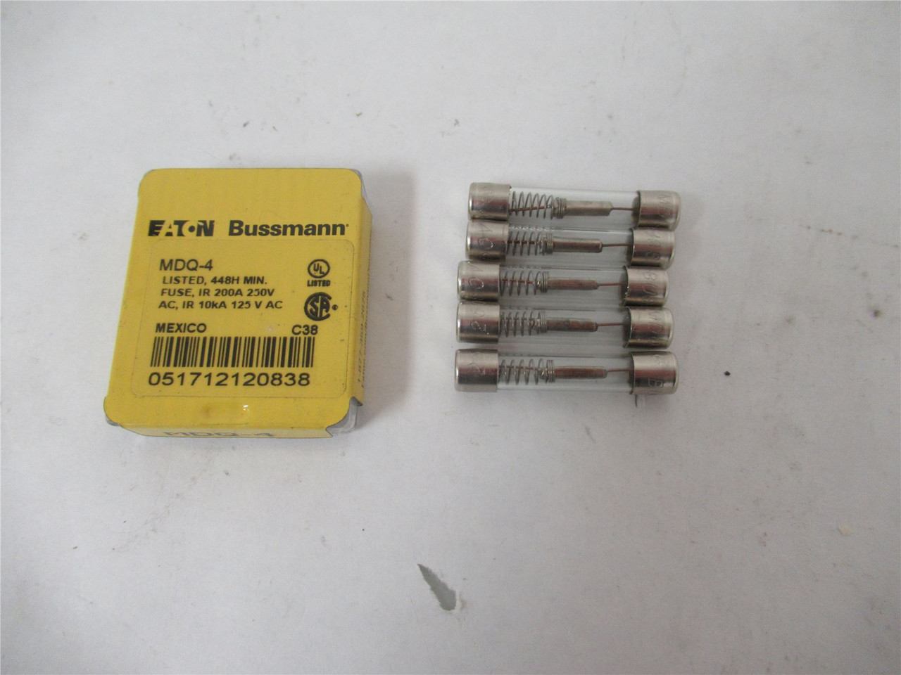 Bussmann MDQ-4; Lot-5 Glass Fuse 4A  250V AC