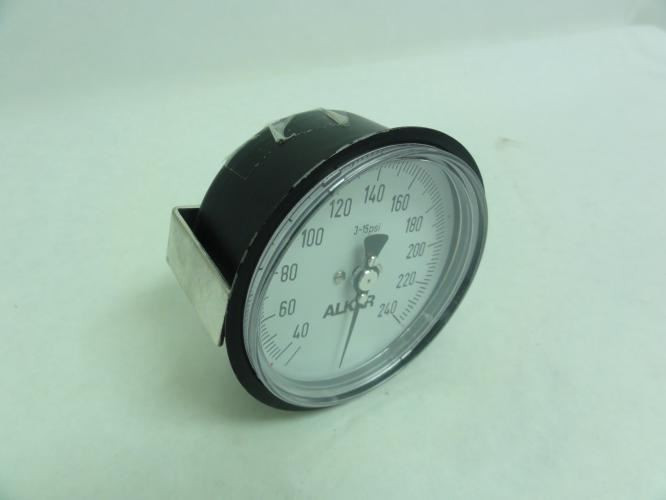 Alkar 25165; Temp Gauge; 3-15Psi; 40-240F; 3.5" Dial