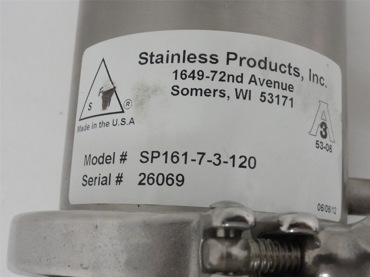 Stainless Products SP161-7-3-120; 3" L-Stroke Valve w/Actuator