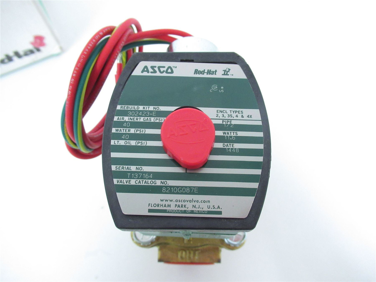 Asco Red Hat 8210G087E 24DC; Solonoid Valve NC 1/2NPT 24VDC